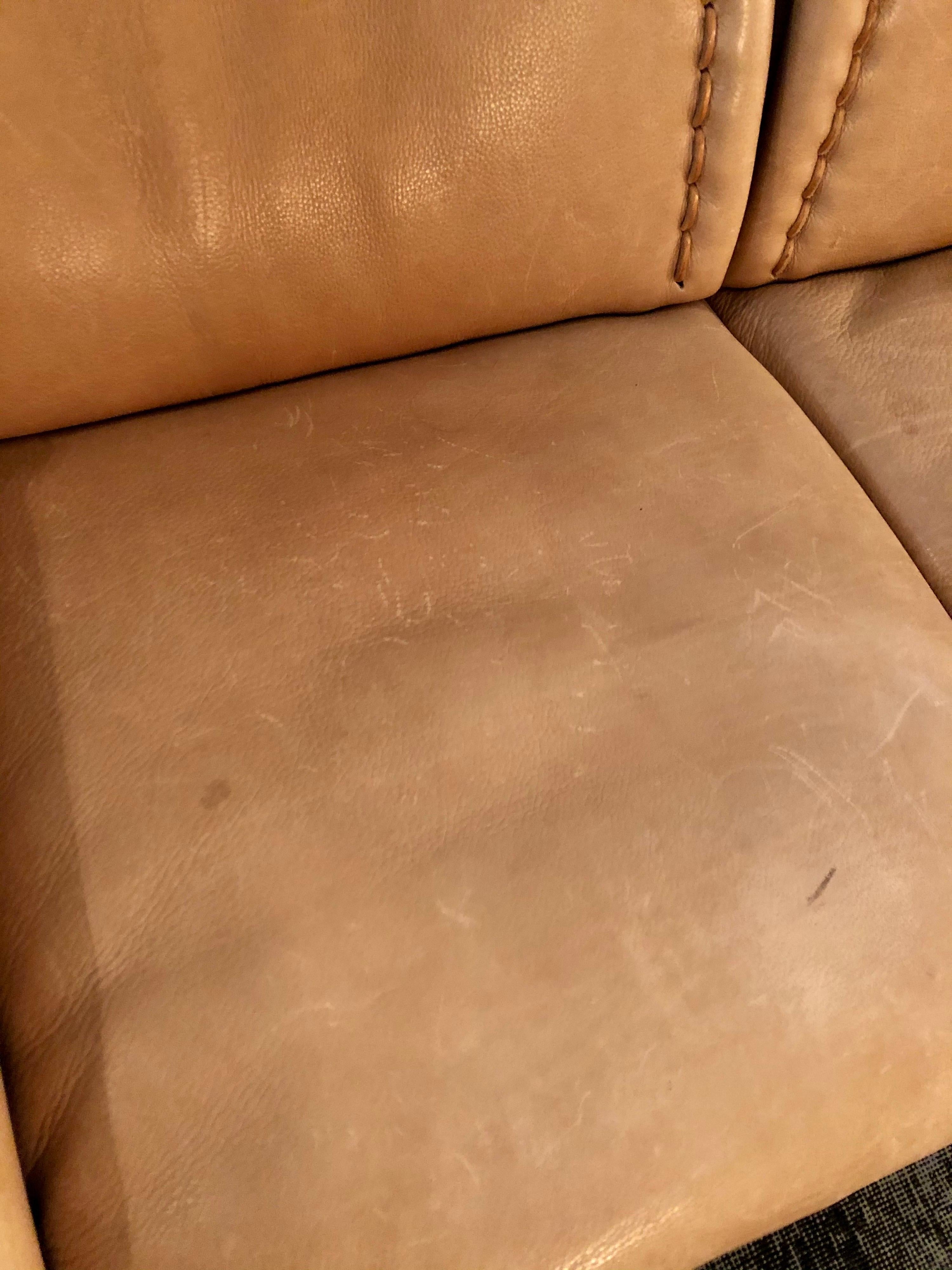 nude leather sofa