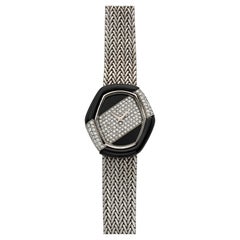 Vintage 1970s DeLaneau 18K WG Manual Onyx & Pave Diamond Dial 33 mm
