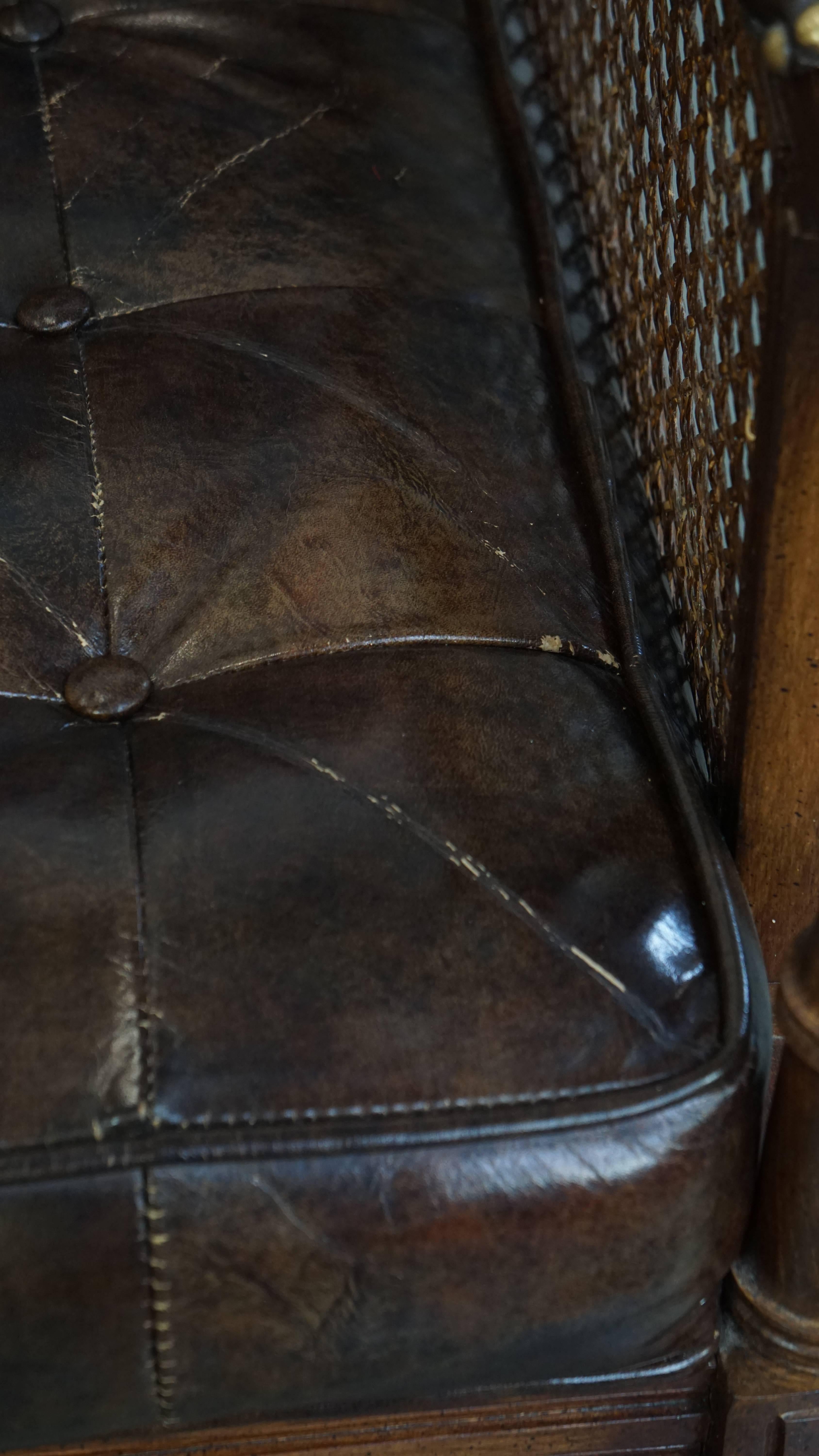 Vintage 1970s Design Armchair Made of Wood, Leather, and Webbing For Sale 6