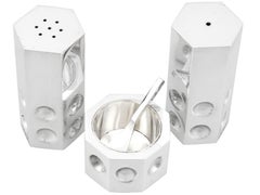 Juego de condimentos de plata de ley con diseño vintage de los años 70