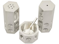 Vintage 1970s Design Style Sterling Silver Condiment Set