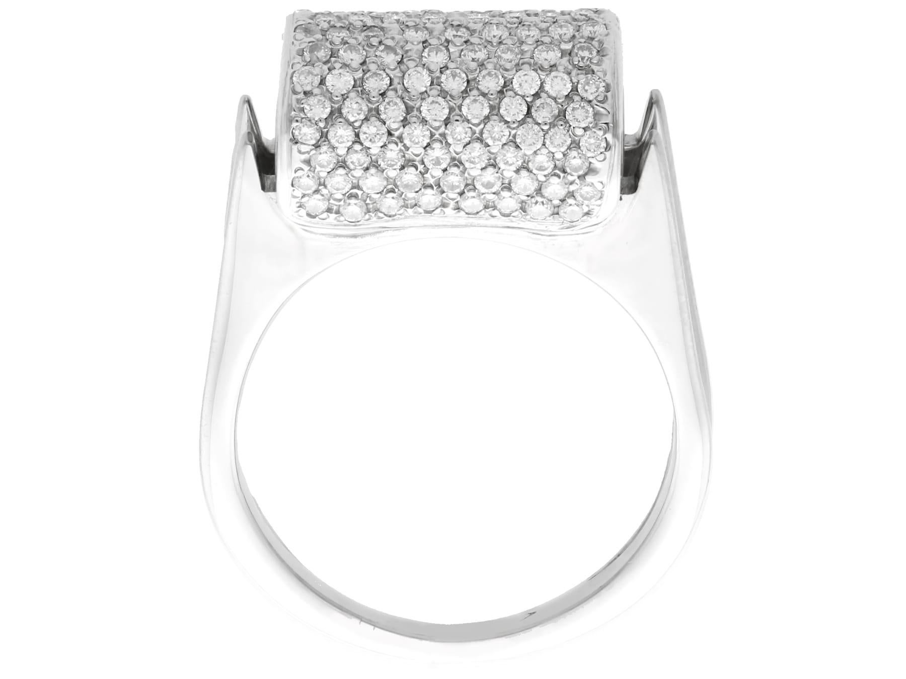 Women's or Men's Vintage 1970s Diamond and White Gold Cocktail Ring For Sale