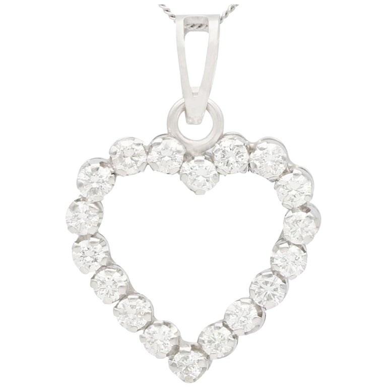 14K Yellow Gold Heart Pendant with Diamonds 1970s