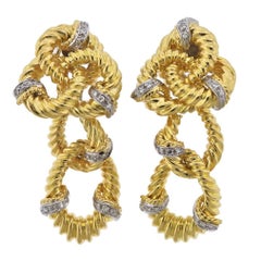 Vintage 1970s Diamond Gold Earrings