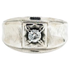 Vintage 1970's Diamond Hand Florentined Ring in 14k White Gold