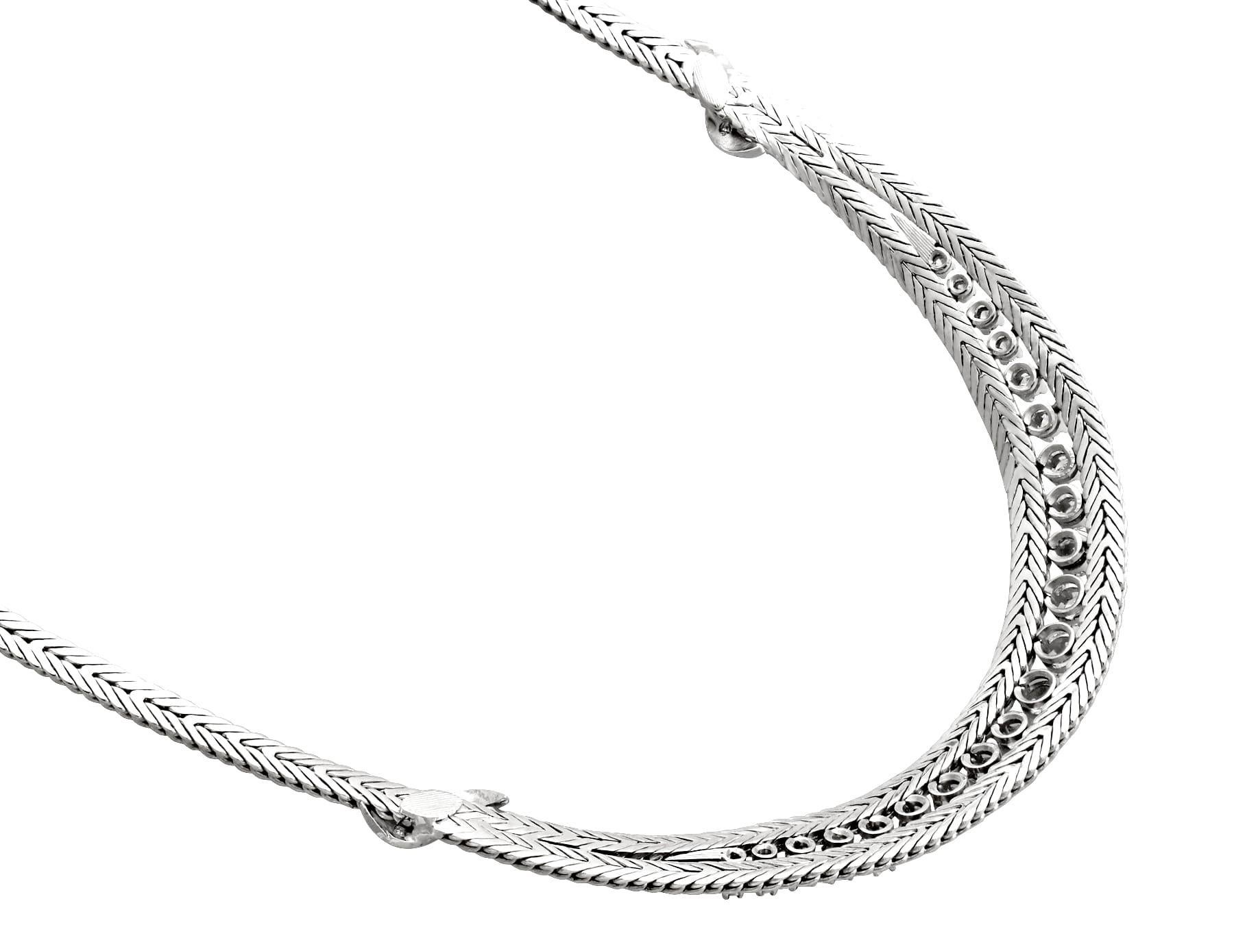 Women's Vintage 1970s Diamond White Gold Snake Chain Collarette