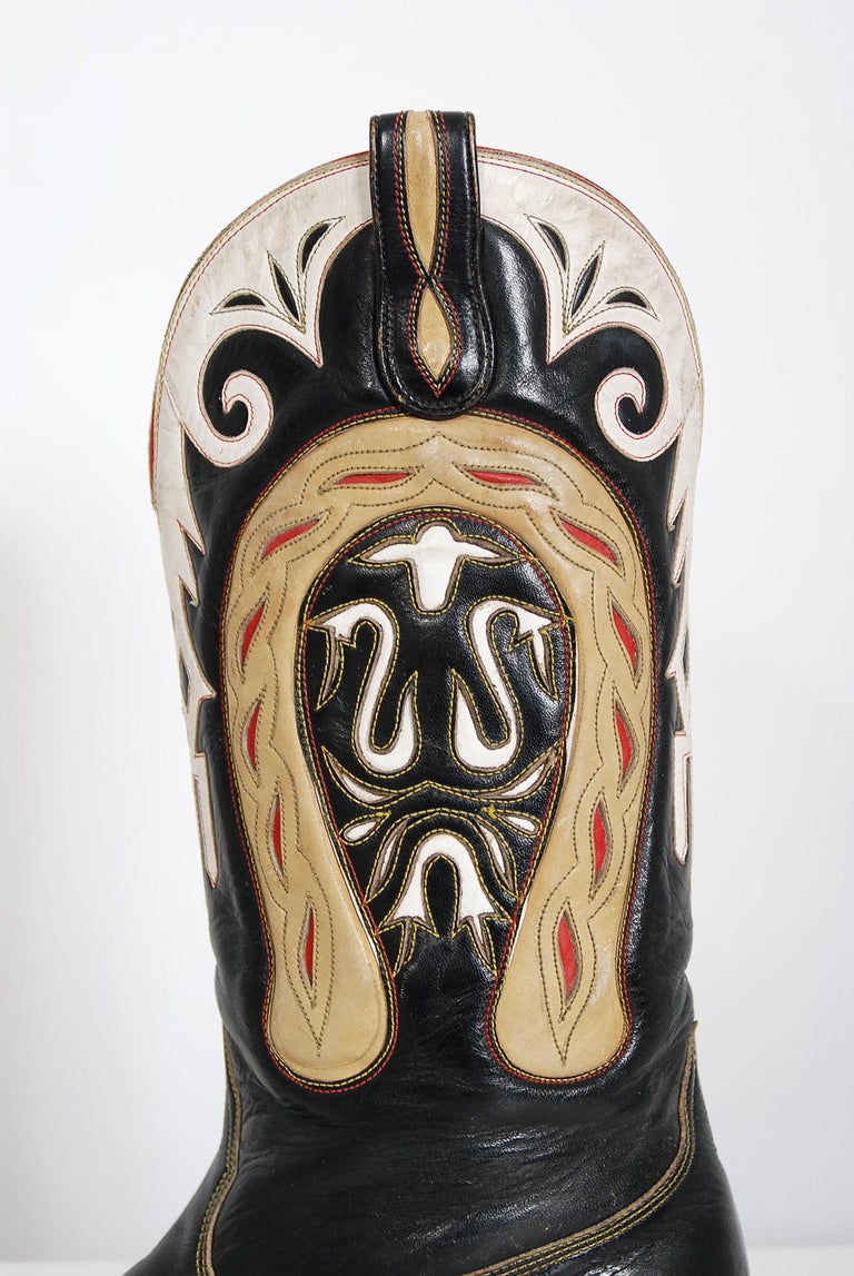 Vintage 1970's Don Quijote Novelty Horseshoe Black Leather Western