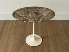Vintage 1970s Eero Saarinen Tulip Side Table for Knoll Oval Emperador Marble Top