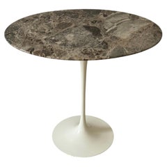 Vintage 1970s Eero Saarinen Tulip Side Table for Knoll Oval Emperador Marble Top