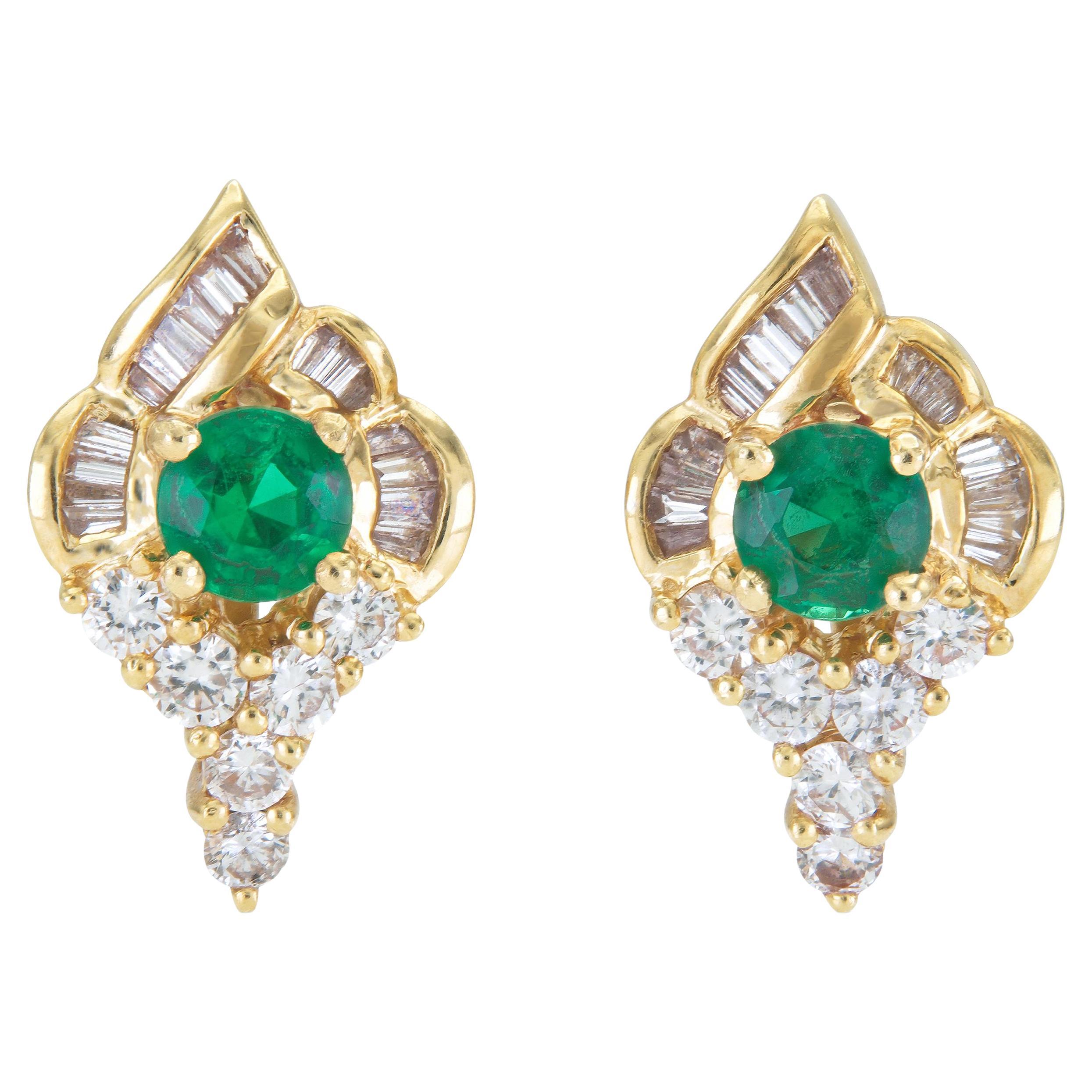 Vintage 1970s Smaragd und Diamant Ohrringe