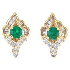 Vintage 1970s Smaragd und Diamant Ohrringe