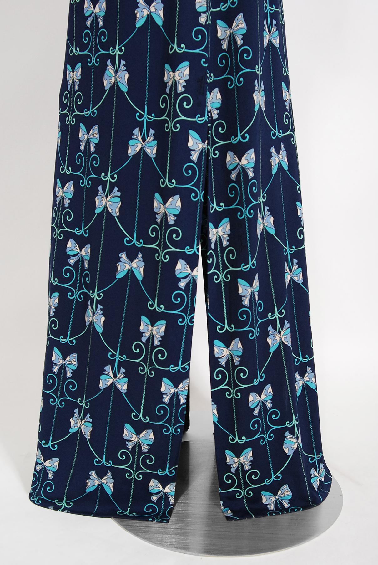 Vintage 1970's Emilio Pucci Phoenix-Bird Print Silk Handkerchief Sleeve Gown 5