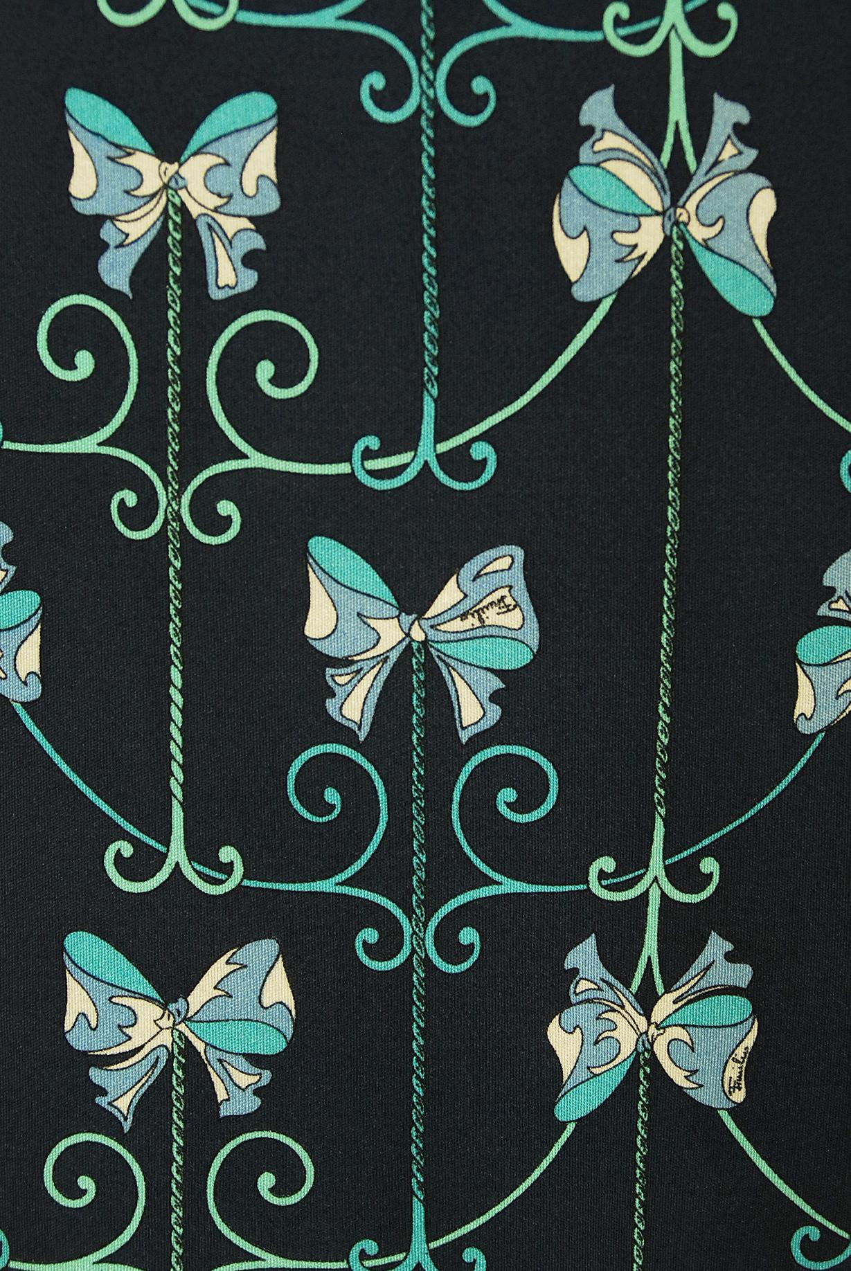 Vintage 1970's Emilio Pucci Phoenix-Bird Print Silk Handkerchief Sleeve Gown 6