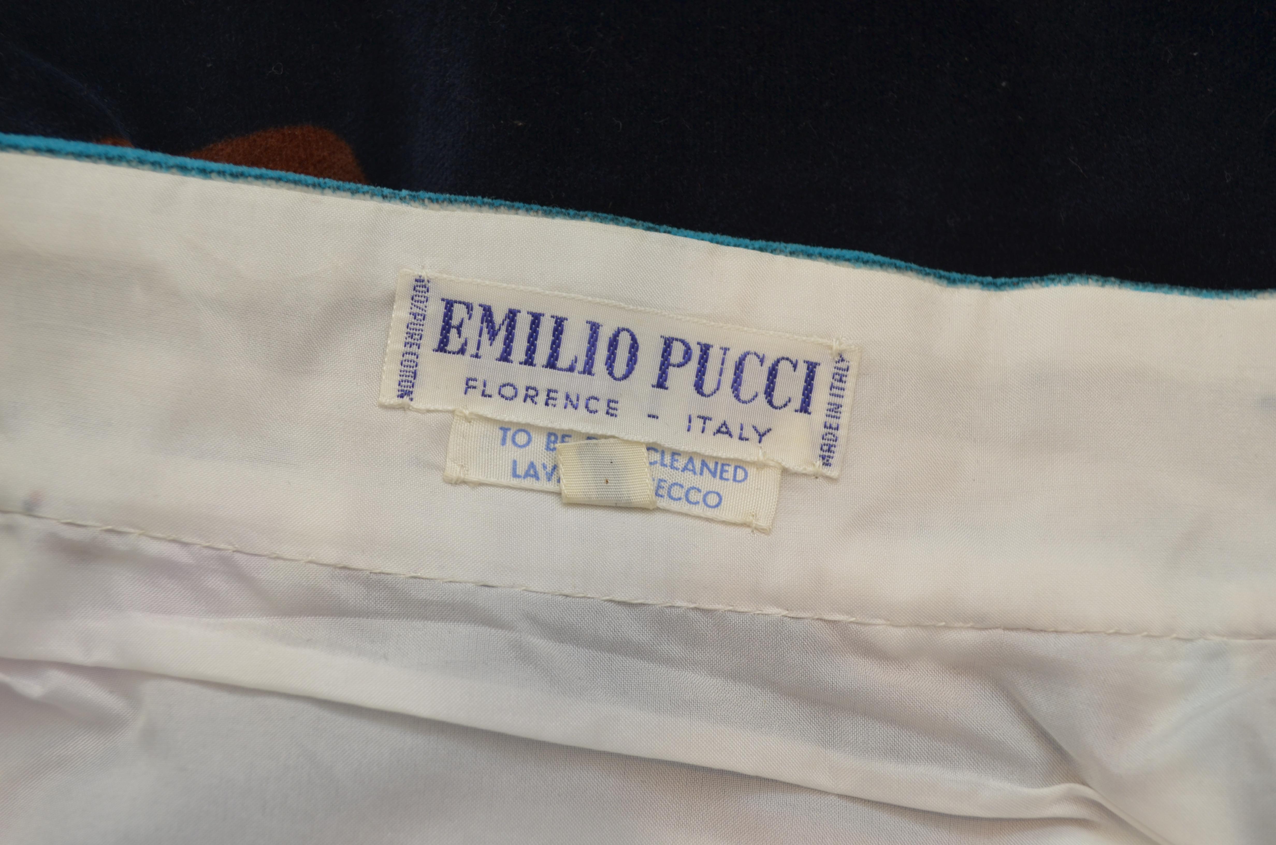 Vintage 1970's Emilio Pucci Printed Velvet Skirt For Sale 1