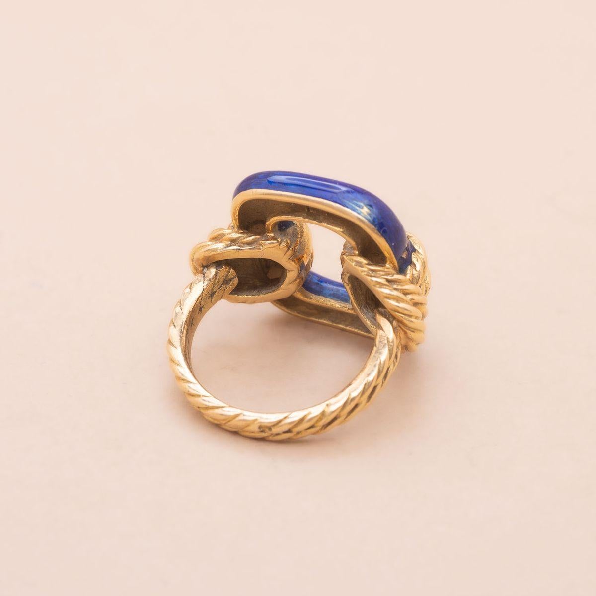 Women's Vintage 1970s Enamel and Gold Ring attributed to Fred Paris