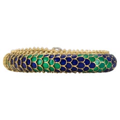 Bracciale a squame di drago smaltato vintage degli anni '70