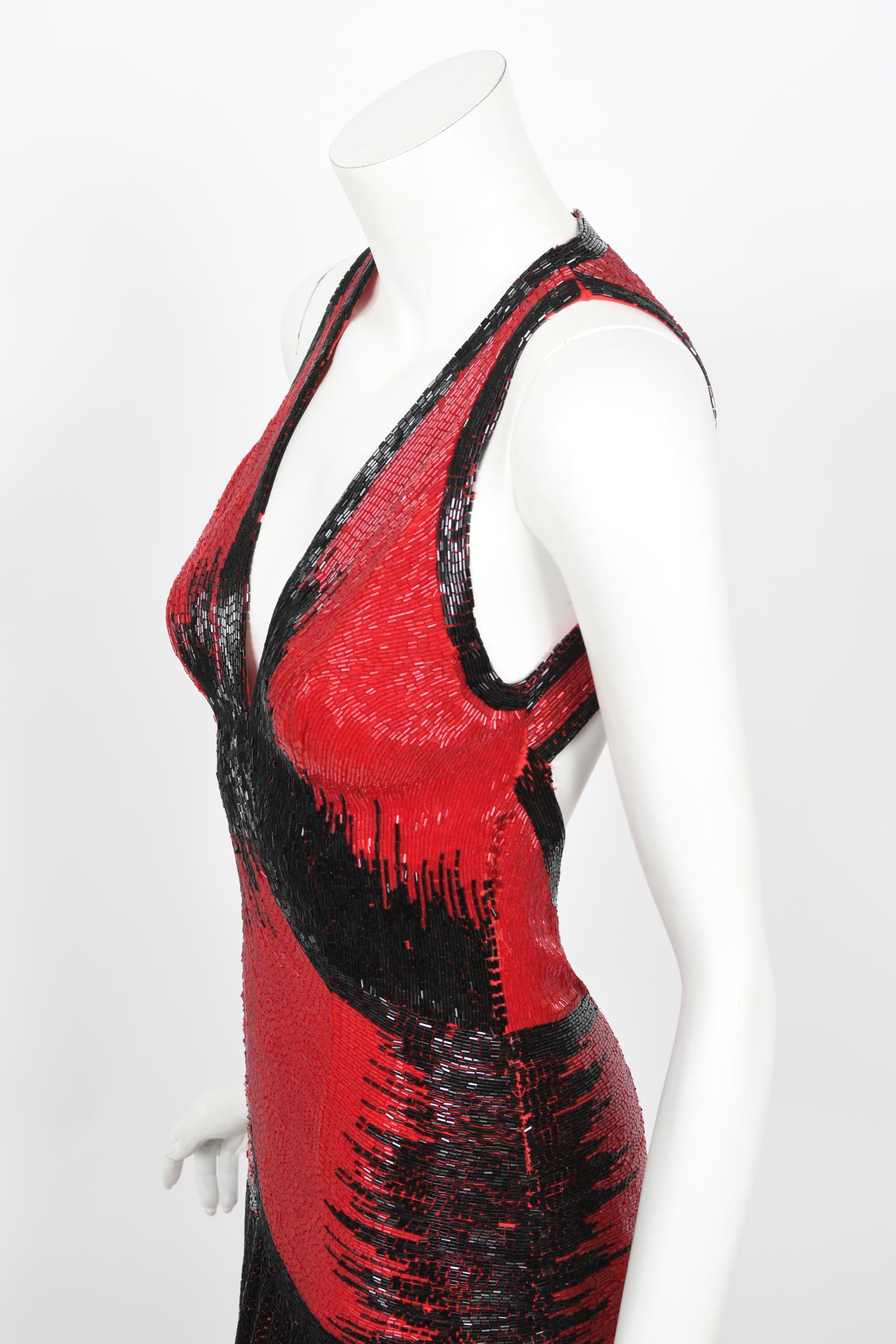 Iconic 1970s Museum Quality Fully Beaded Couture Backless Bias Cut Trained Gown  For Sale 6