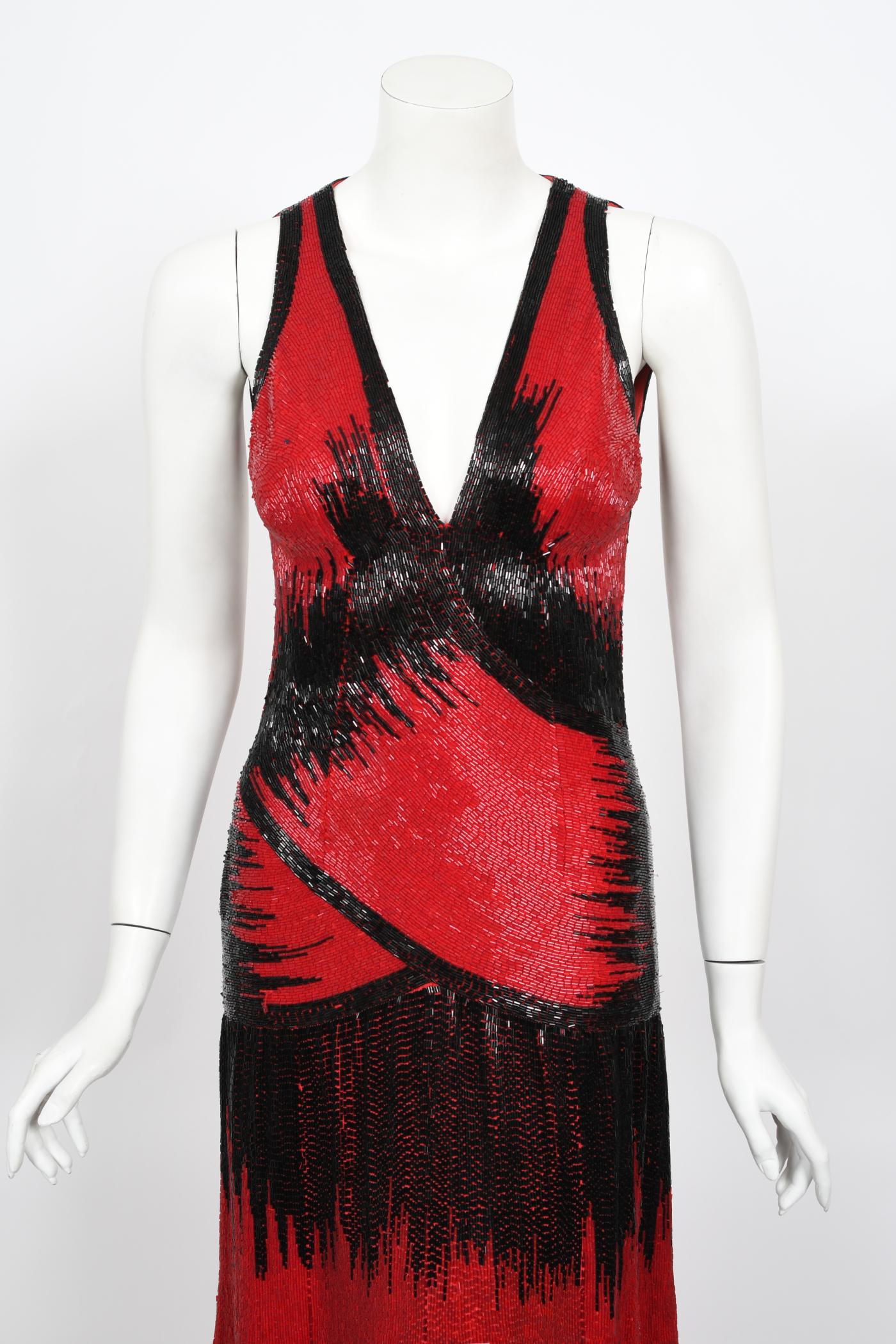 Iconic 1970s Museum Quality Fully Beaded Couture Backless Bias Cut Trained Gown For Sale 6