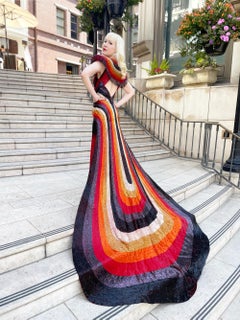 Iconic 1970s Museum Quality Fully Beaded Couture Backless Bias Cut Trained Gown