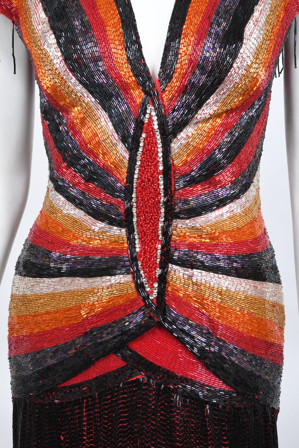 Iconic 1970s Museum Quality Fully Beaded Couture Backless Bias Cut Trained Gown  For Sale 1