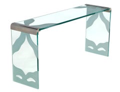 Vintage 1970's Etched Glass Console Table by Pace Collection