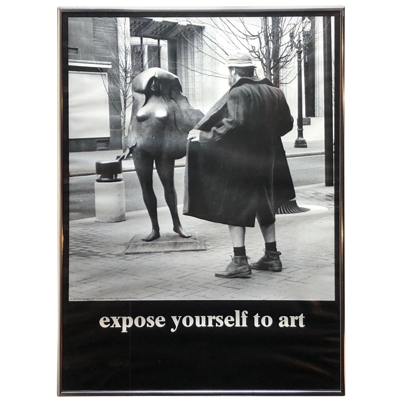 Vintage 1970s "Expose Yourself to Art" Framed Poster