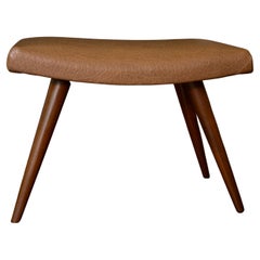 Vintage 1970s faux leather footrest/ footstool in cognac colour