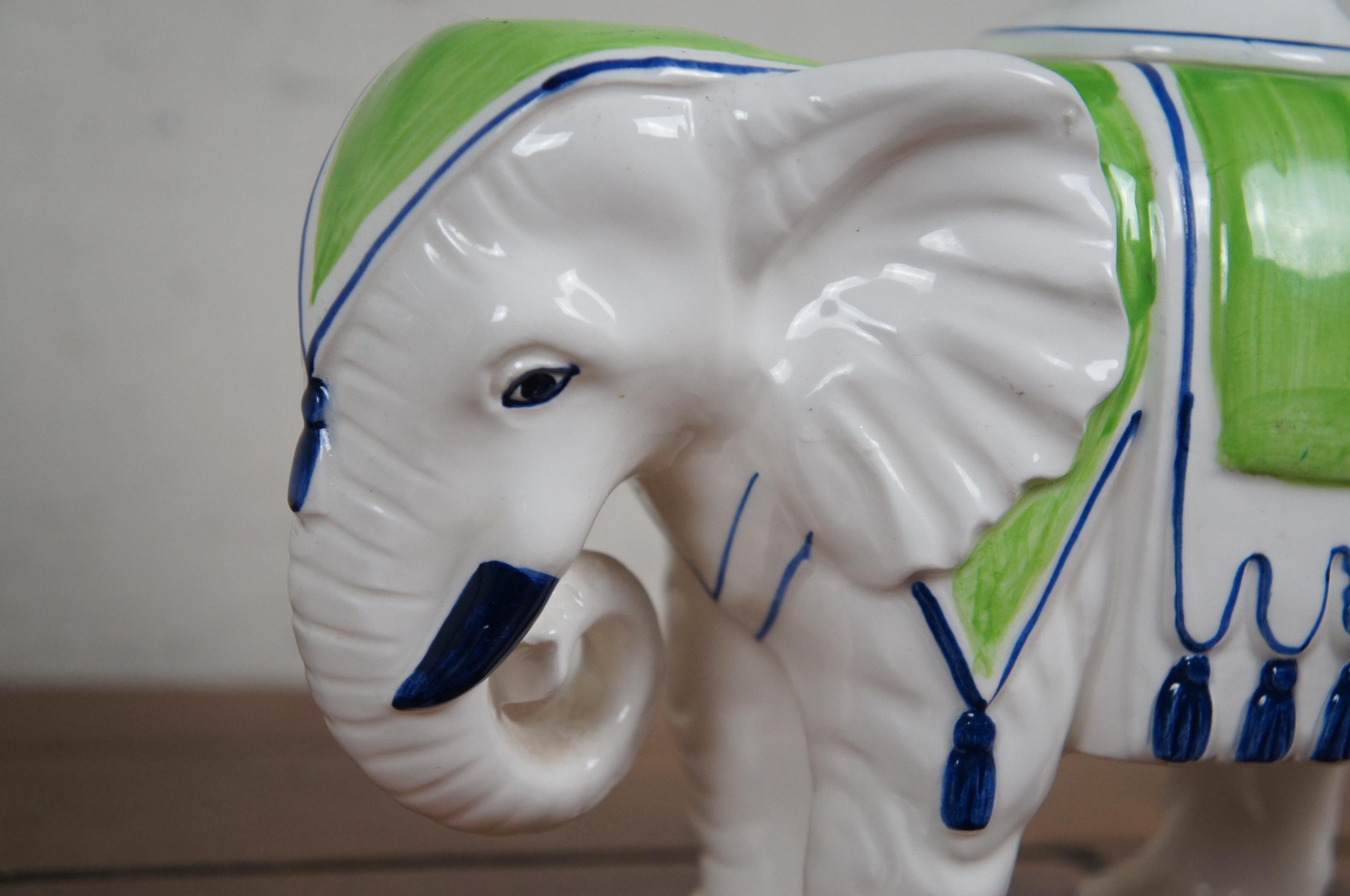 Vintage 1970s Fitz & Floyd Porcelain Elephant Candlesticks Candle Holders 7.5