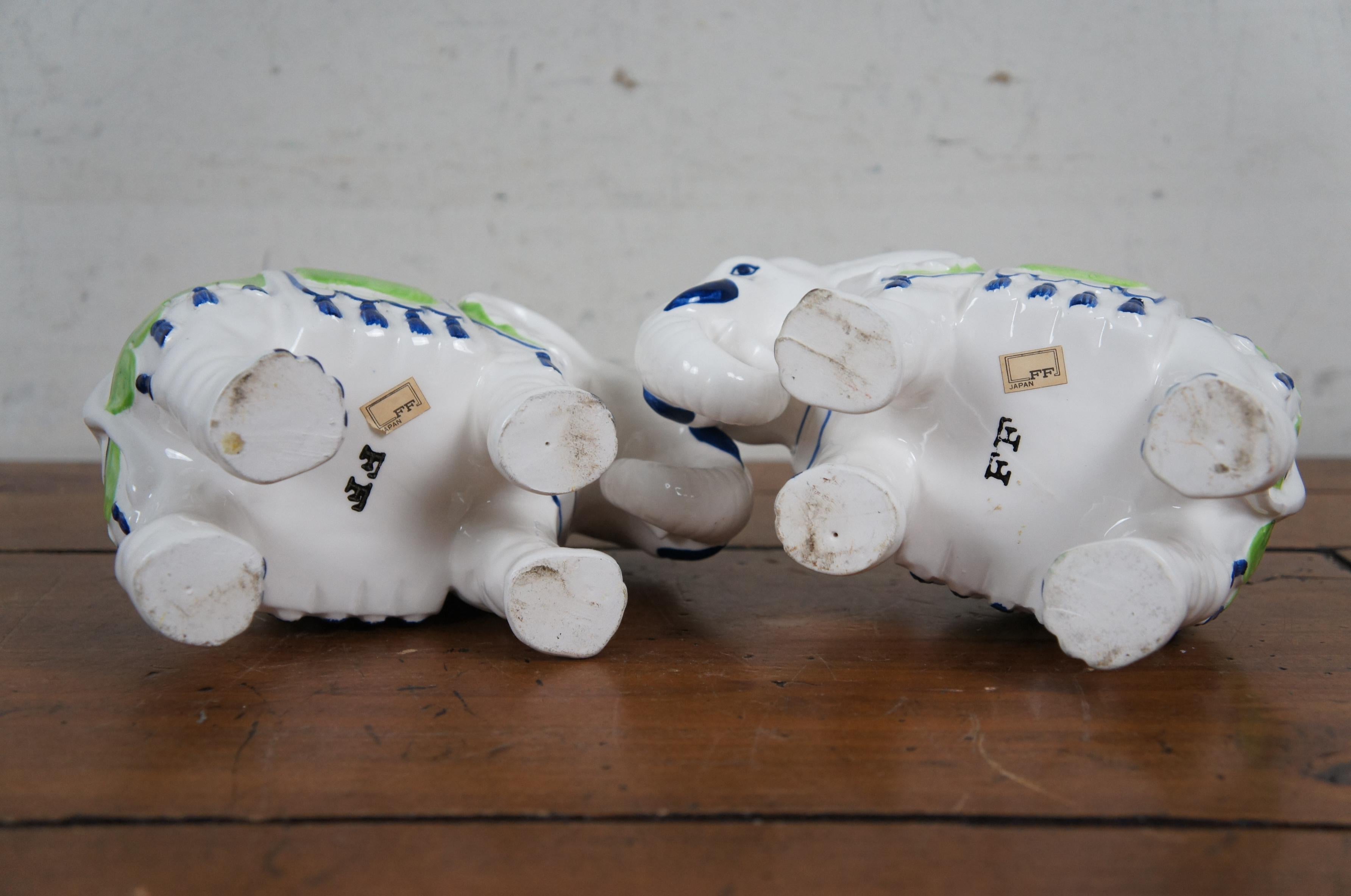 Vintage 1970s Fitz & Floyd Porcelain Elephant Candlesticks Candle Holders 7.5