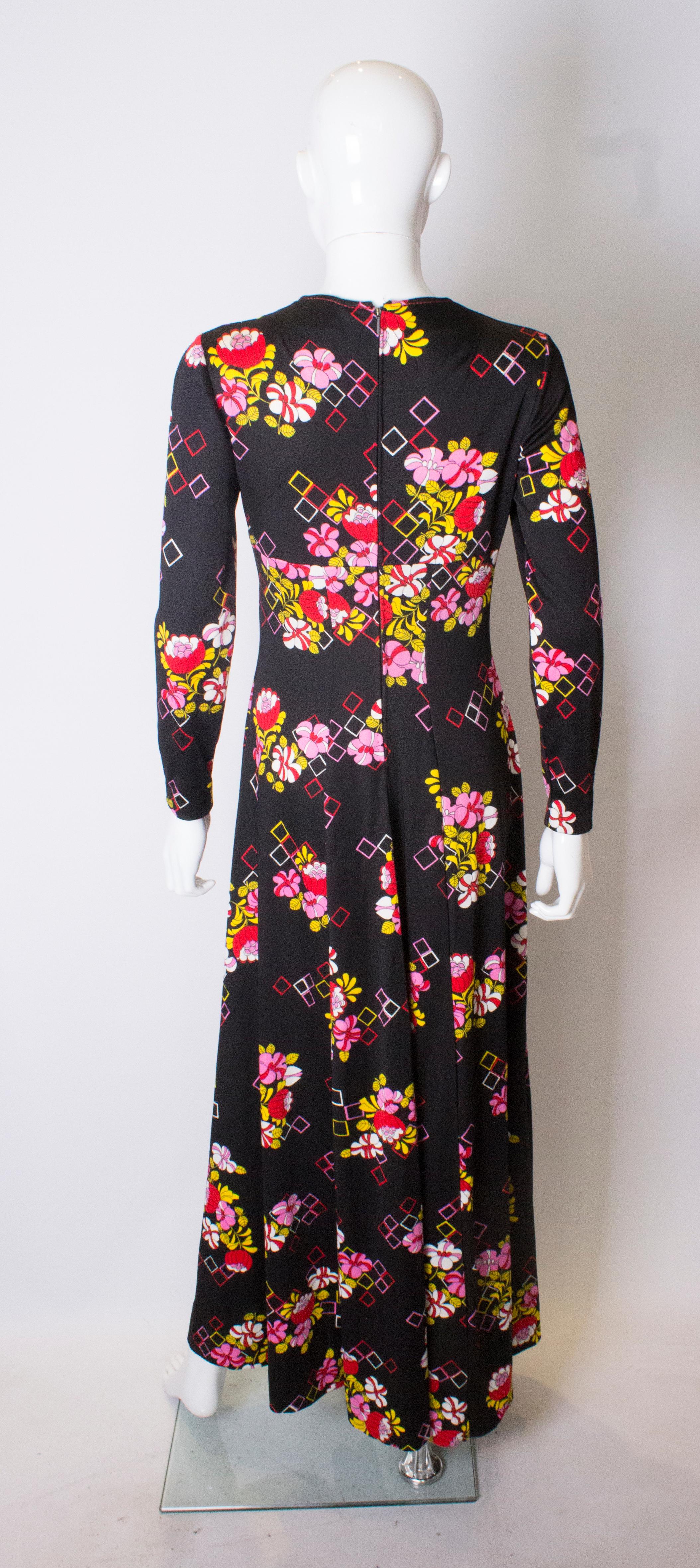 Vintage 1970s Floral Gown For Sale 1