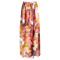 Vintage Maxi Skirt with Flower Power Moskow Print 1970s
