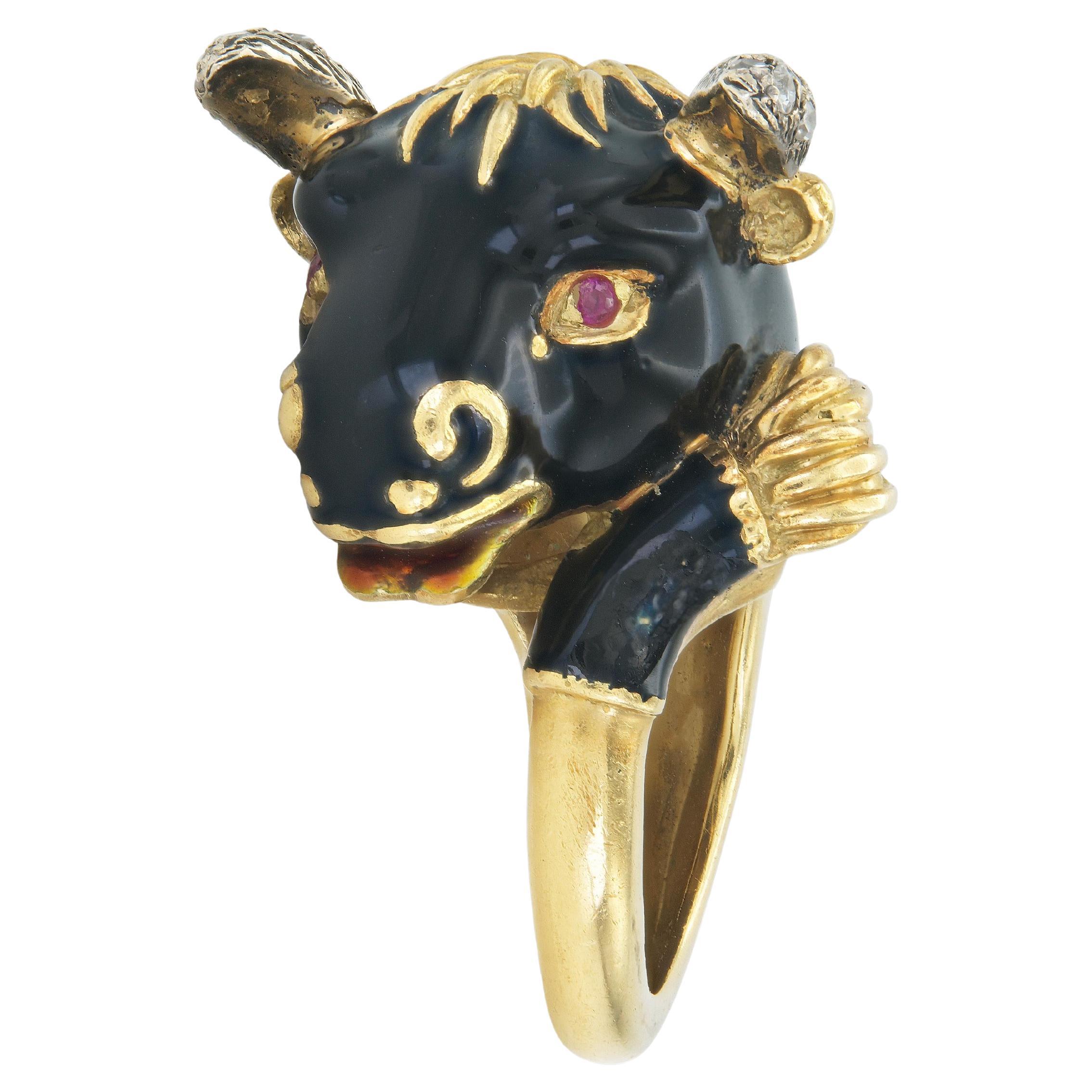 Vintage 1970 anneau de taureau Frascarolo