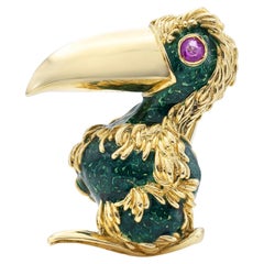 Vintage 1970 Frascarolo Tucan Broche avec Rubis