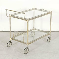 Französischer versilberter zweistöckiger Barwagen oder Servierwagen aus den 1970er Jahren