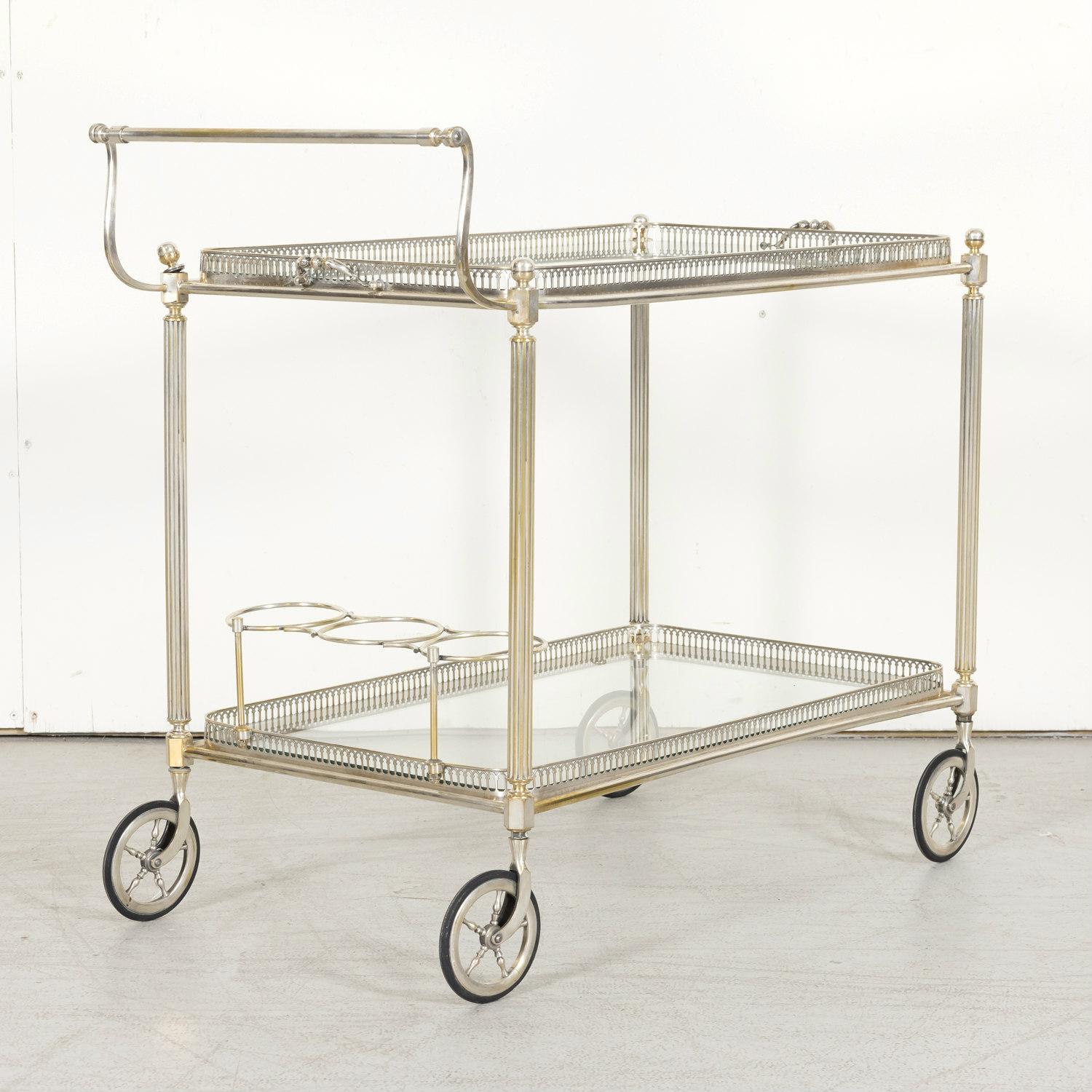 antique silver bar cart