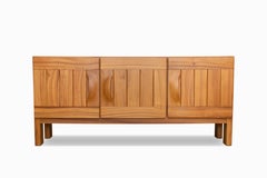 Vintage 1970s French Solid Elm Sideboard by Maison Regain