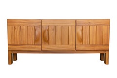 Vintage 1970 French Solid Elm Sideboard by Maison Regain