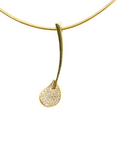 Vintage 1970s French Yellow Gold and Dimond Necklace and Earrings Set