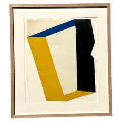 Vintage 1970s Geometric Abstract Colored Lithograph