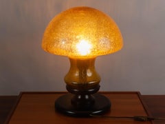 Vintage 1970s German Doria Leuchten Dark Amber Glass Mushroom Lamp