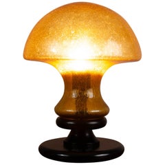 Vintage 1970s German Doria Leuchten Dark Amber Glass Mushroom Lamp