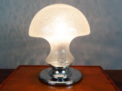 Vintage 1970s German Doria Leuchten Glass & Chrome-Plated Steel Mushroom Lamp