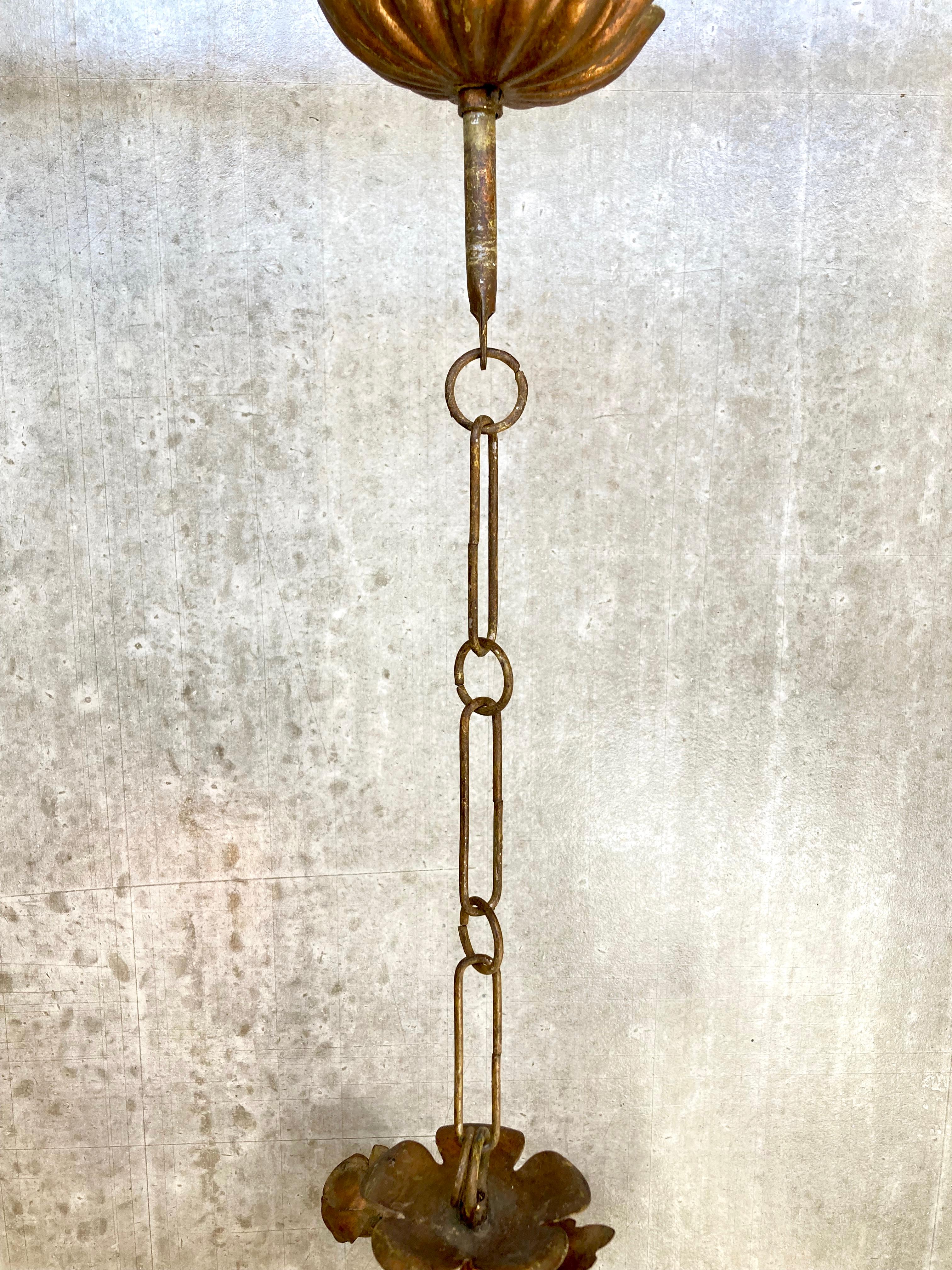 Vintage 1970s German Floral Chandelier by Hans Kögl with 3 Arms & Bronze Finish For Sale 5