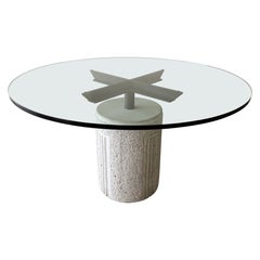 Mesa de comedor de hormigón y cristal vintage de los años 70 Giovanni Offredi para Saporiti Italia