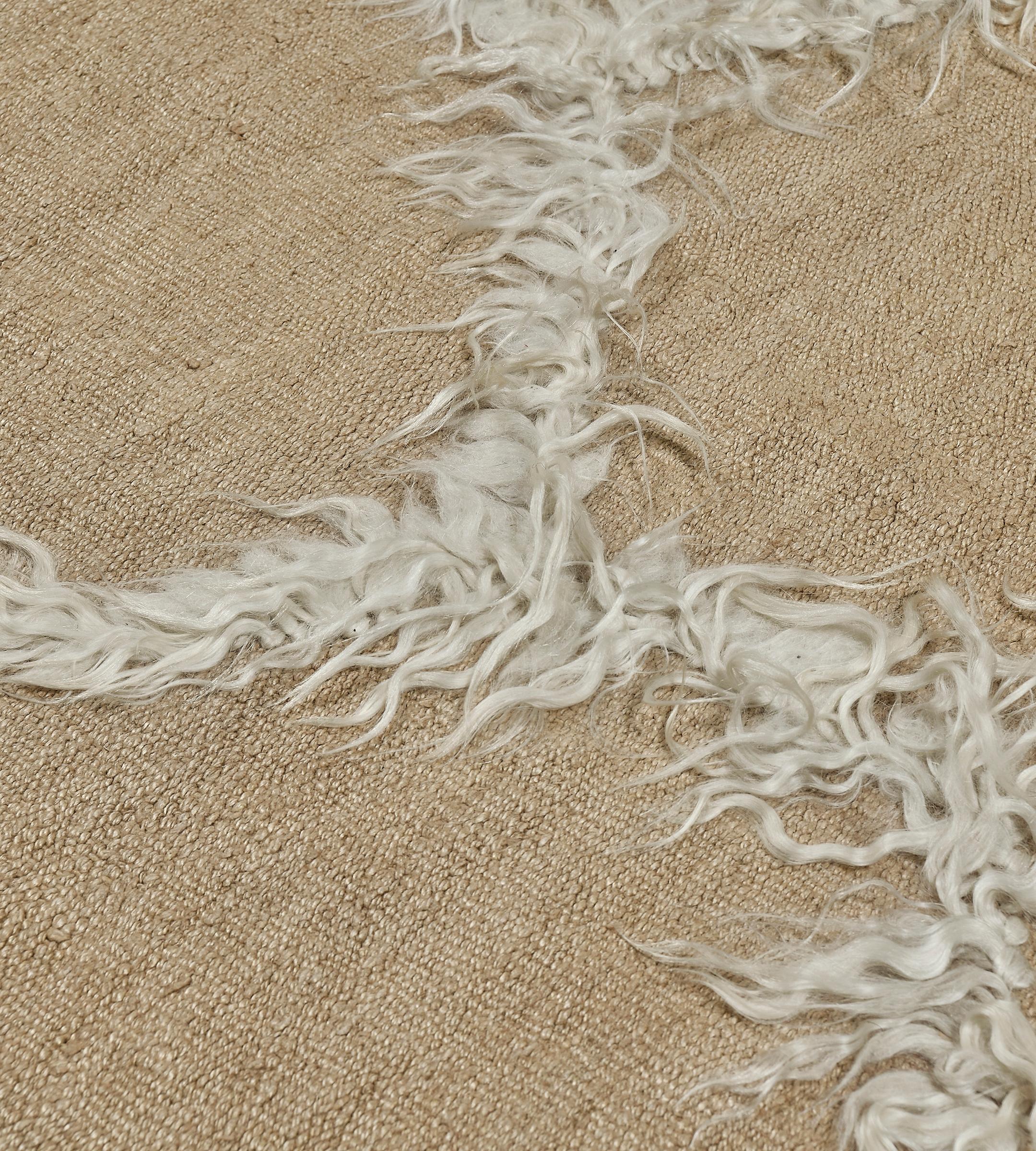 Hand-Knotted Vintage 1970s Giraffe-Inspired Hemp and Mohair Turkish Rug For Sale