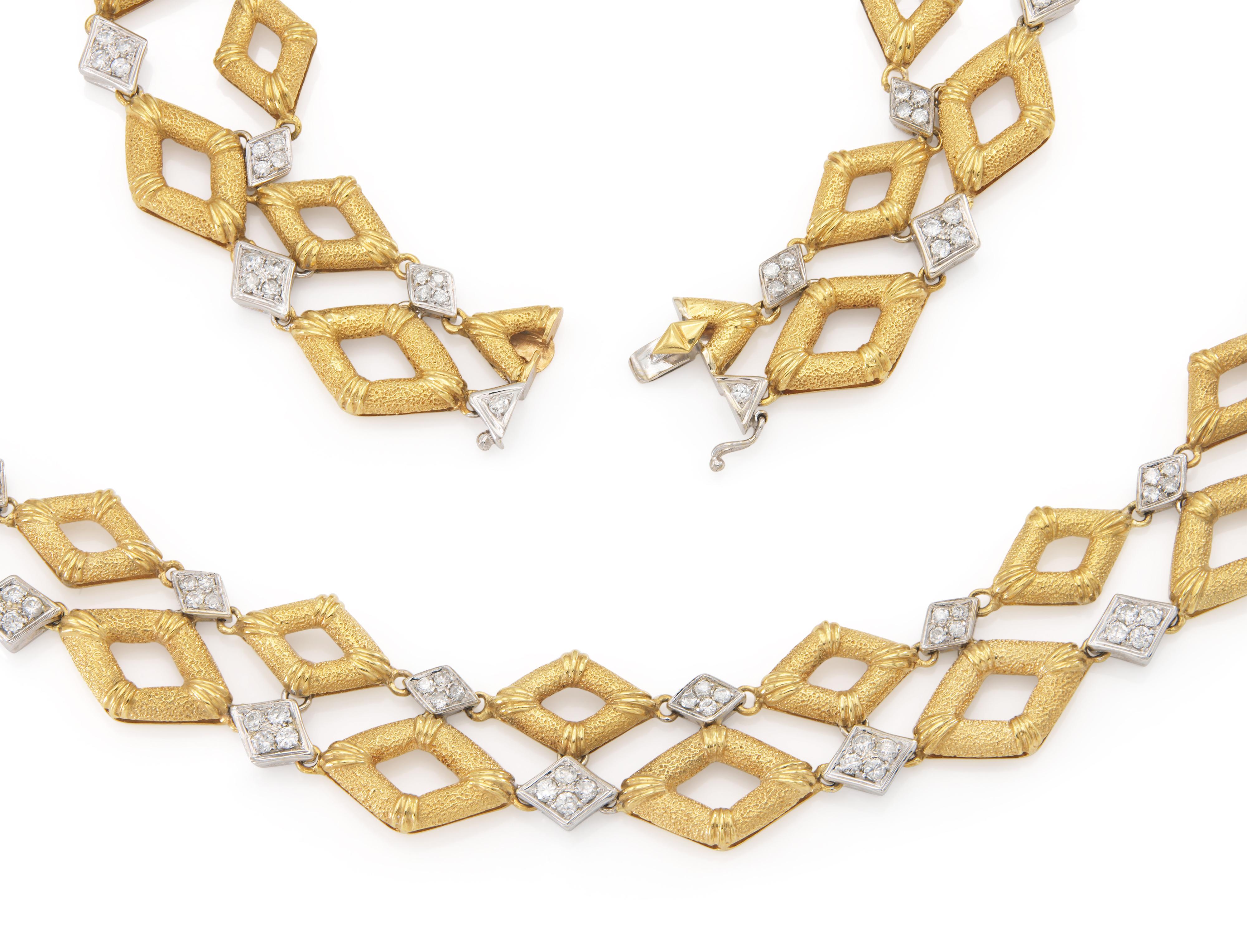Collier à maillons vintage des années 1970 en or et diamants de 10,00 carats Bon état - En vente à New York, NY