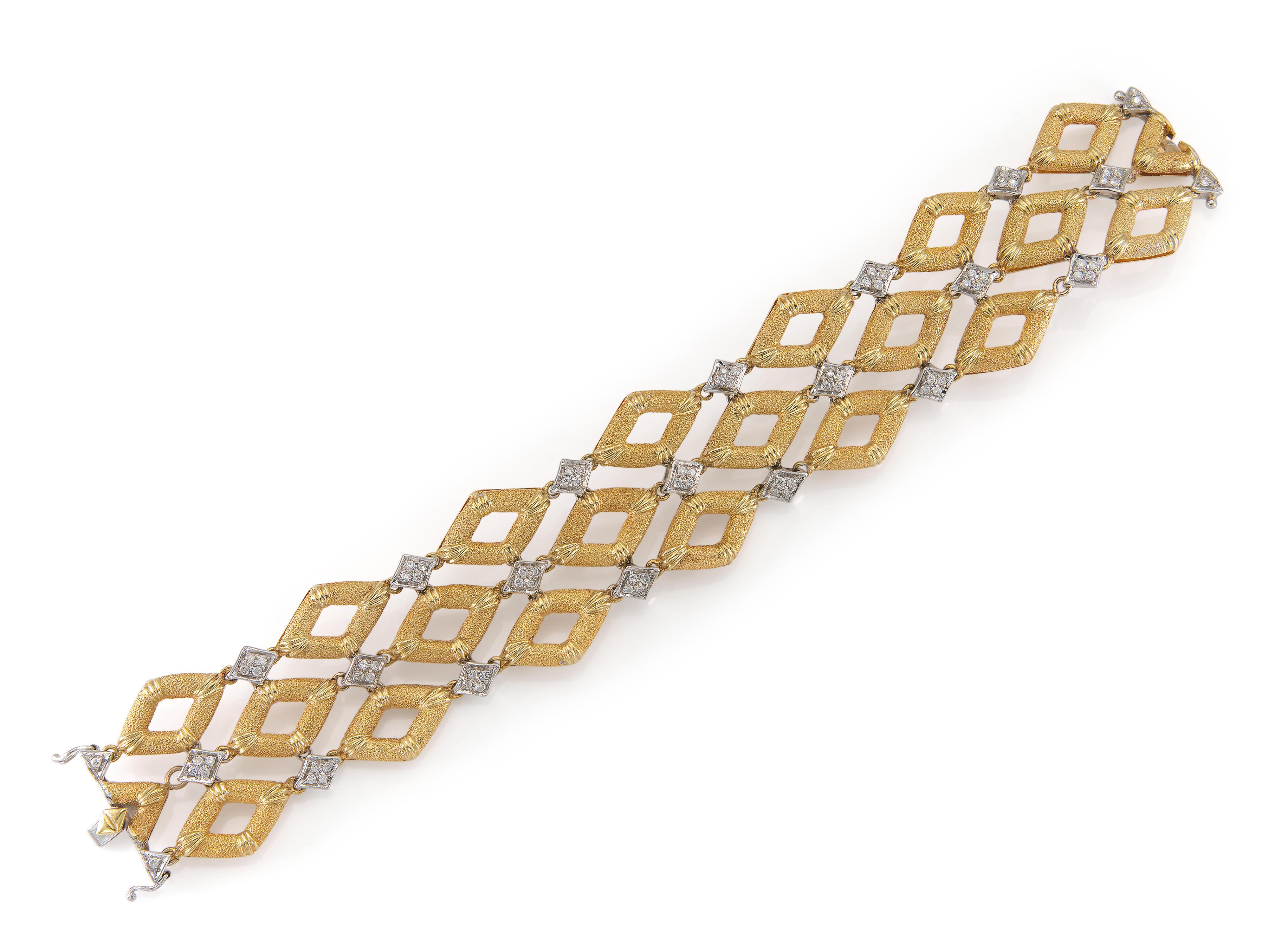 Collier à maillons vintage des années 1970 en or et diamants de 10,00 carats en vente 1