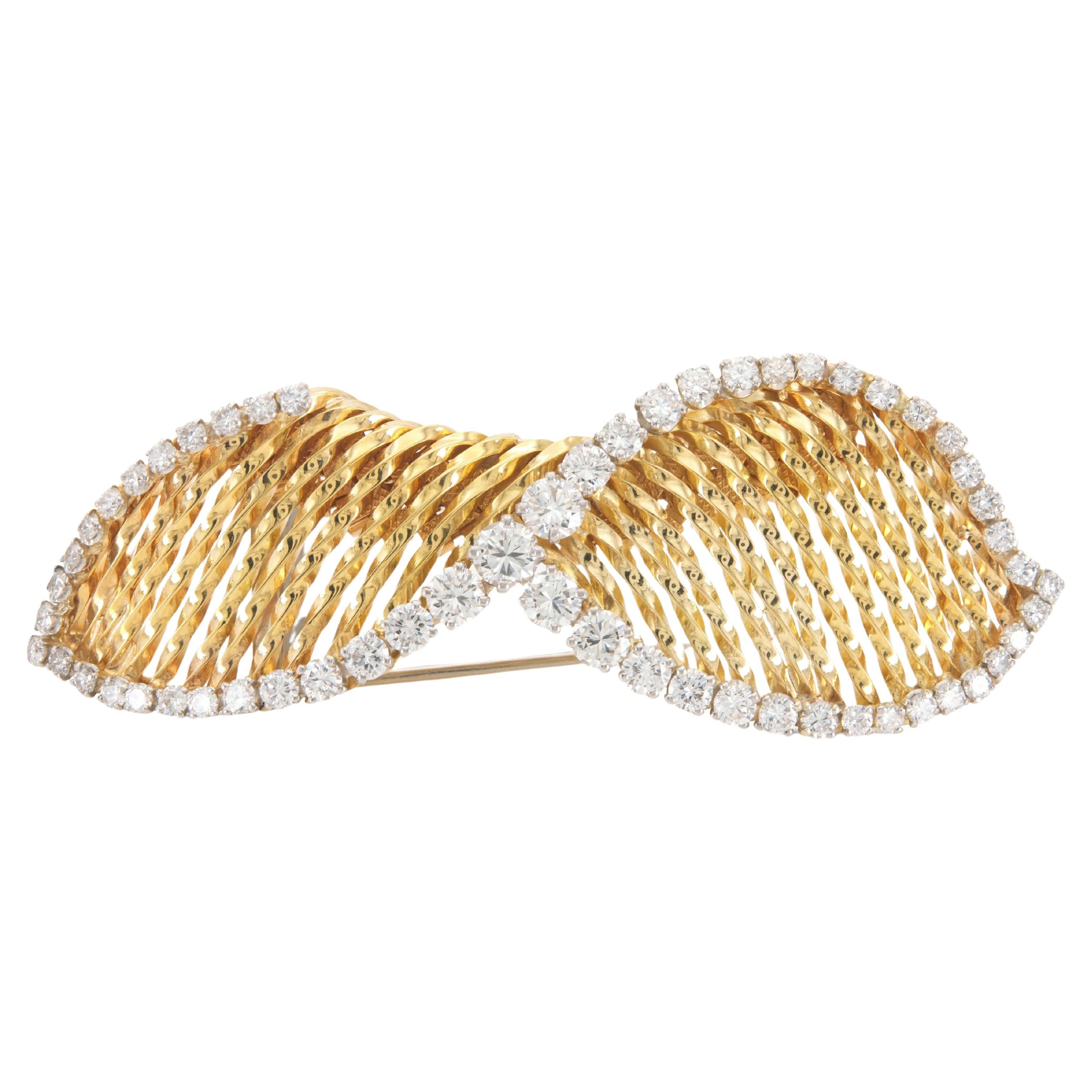 Broche vintage de oro y diamantes de 5,00 quilates de los años 70