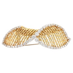 Broche vintage des années 1970 en or et diamants de 5,00 carats
