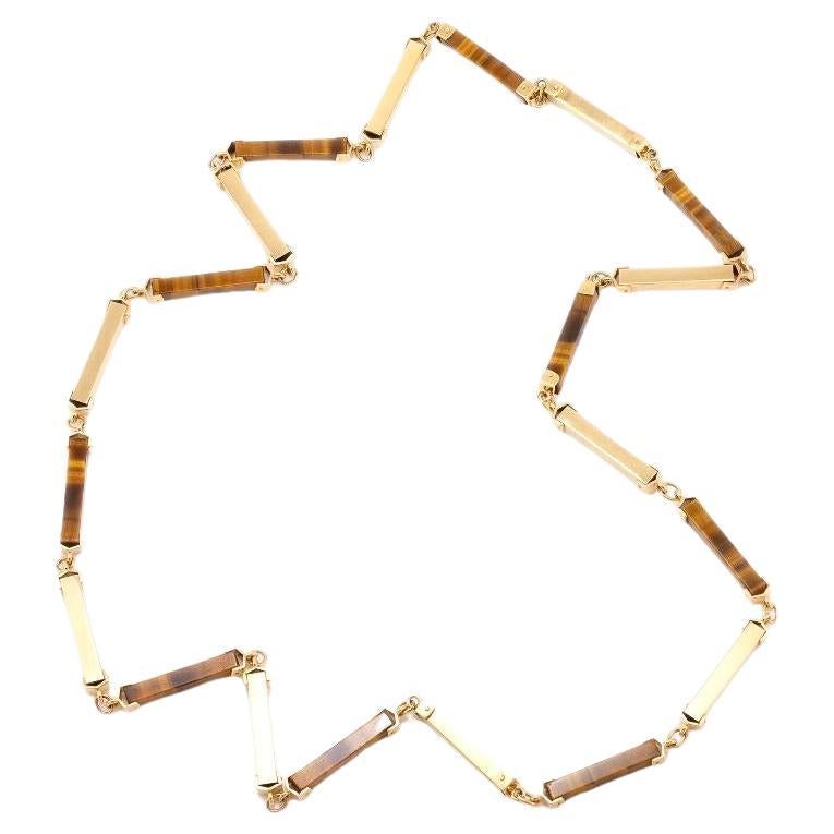 Vintage 1970er Gold und Tigerauge Links Halskette